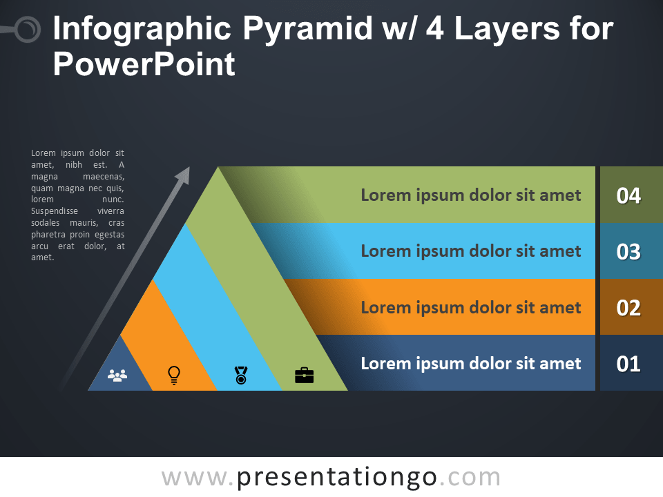 信息图表金字塔PowerPoint的4层
