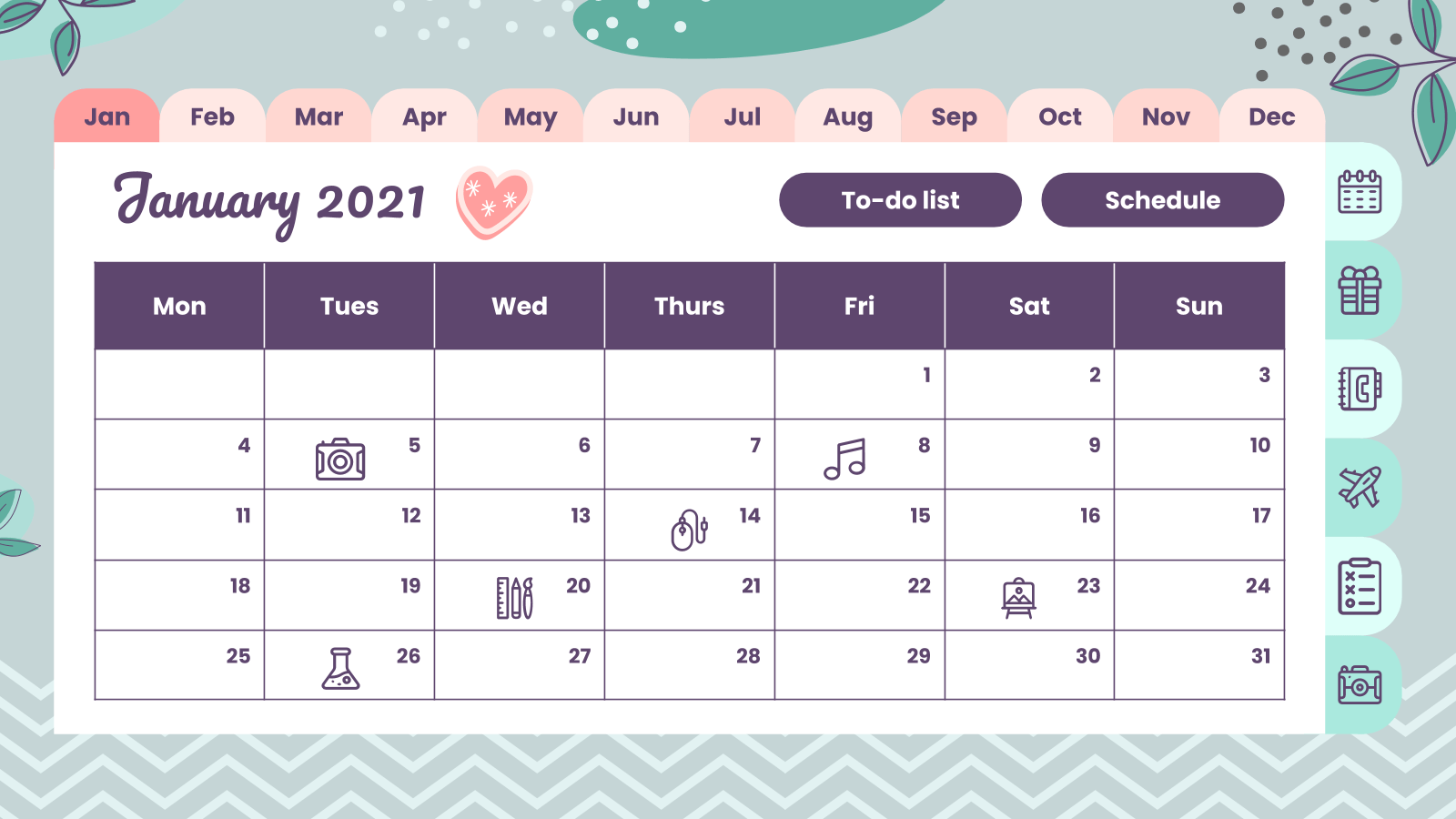 Cherry Year Planner 2021PowerPoint模板