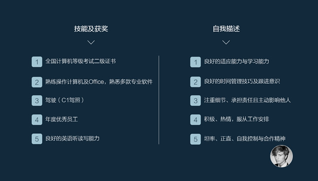 极简绅士男个人简历PPT模板