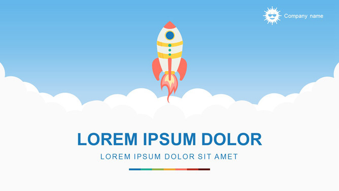 清新卡通小火箭PPT模板