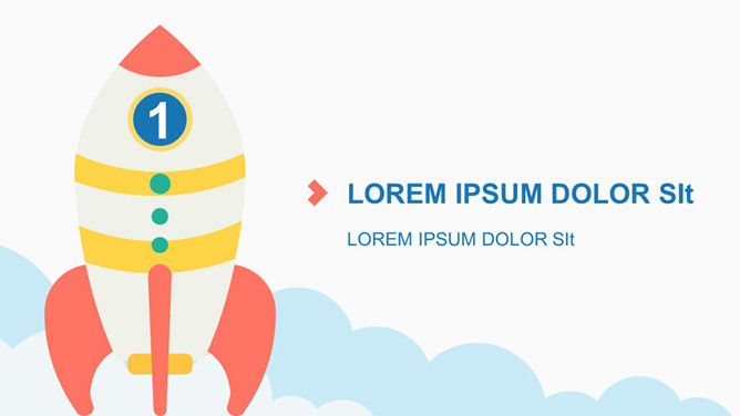 清新卡通小火箭PPT模板