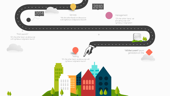 创意公路发展历程时间轴PPT模板