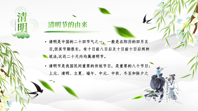 清明节的由来习俗PPT模板