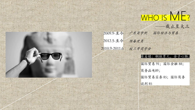 布纹风格个性简历PPT模板