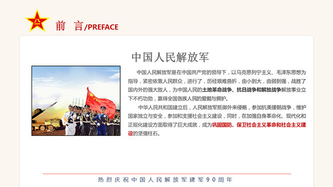 建军节历史沿革介绍PPT模板