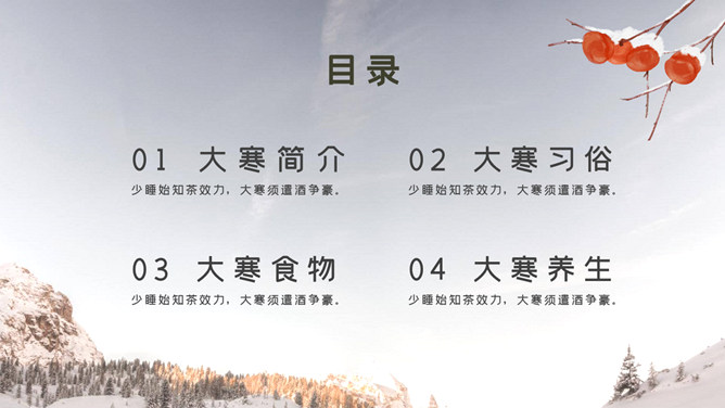 冬天雪人大寒节气PPT模板