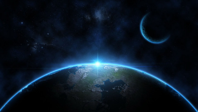 宇宙地球光线PPT背景图片