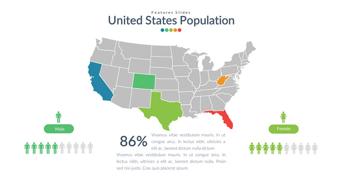 美国地图PPT素材