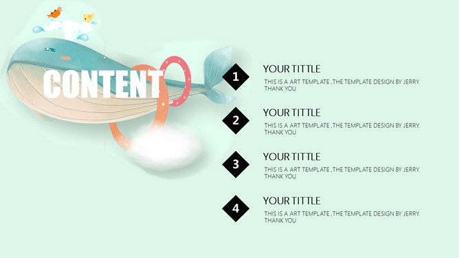 精美卡通鲸鱼主题PPT模板