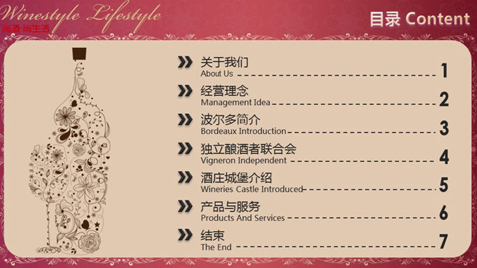 红酒葡萄酒公司介绍PPT模板