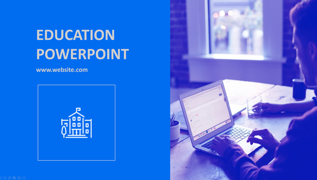 亮蓝色扁平化简约欧美风商务通用PPT模板