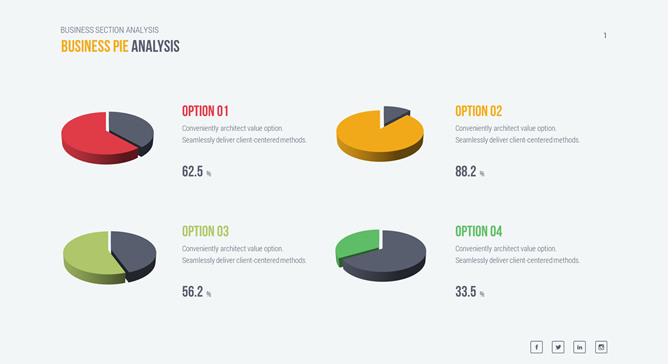 四项对比饼状图PPT模板