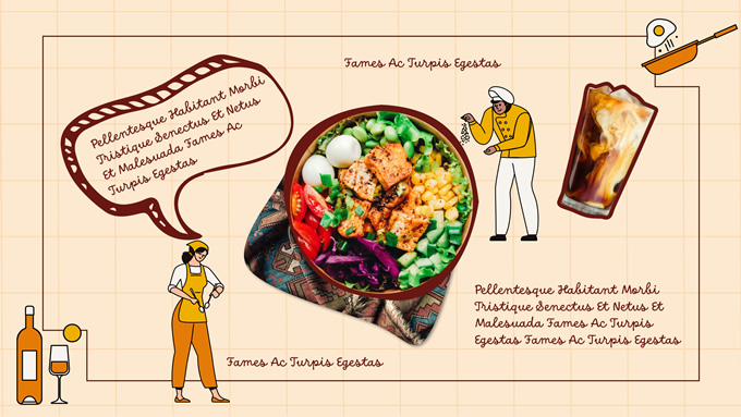 可爱卡通风美食大排档PPT模板