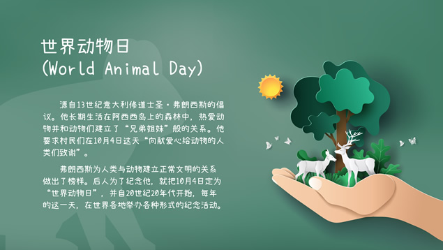 World Animal Day世界动物日PPT模板