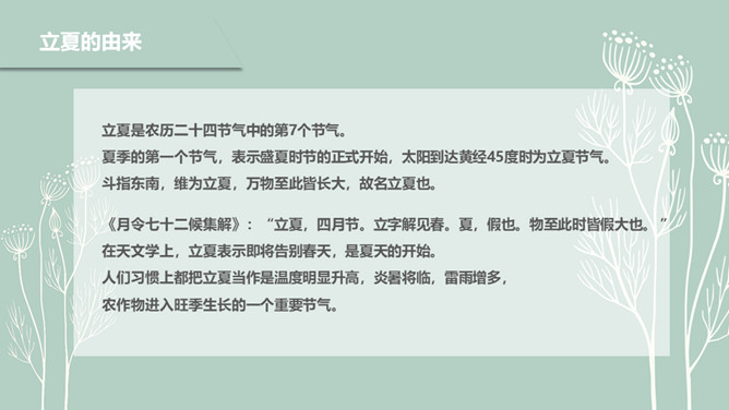 简约绿色立夏节气PPT模板