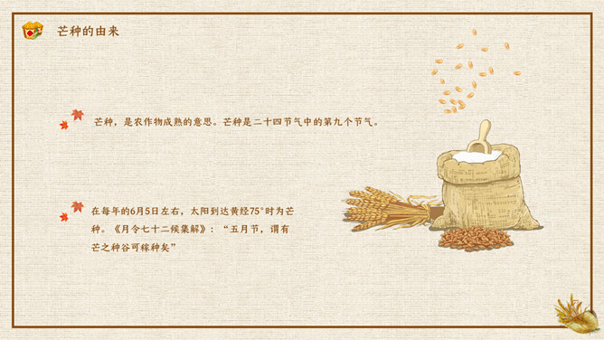 木碗麦粒芒种节气PPT模板