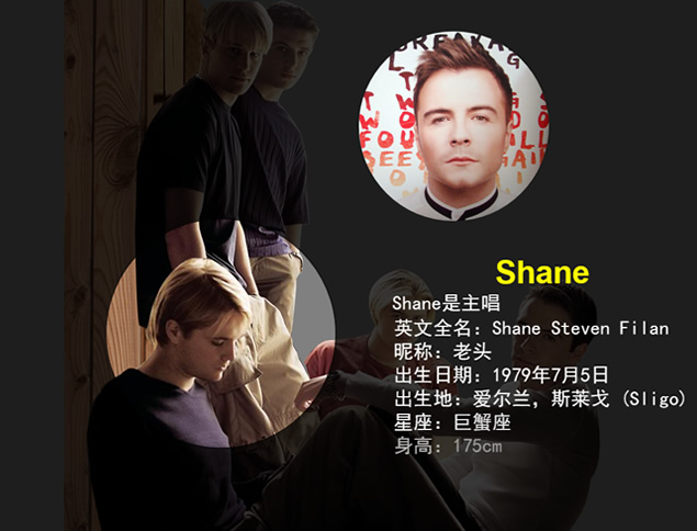 WestLife组合人物介绍――移动遮罩高亮显示动态特效PPT模板