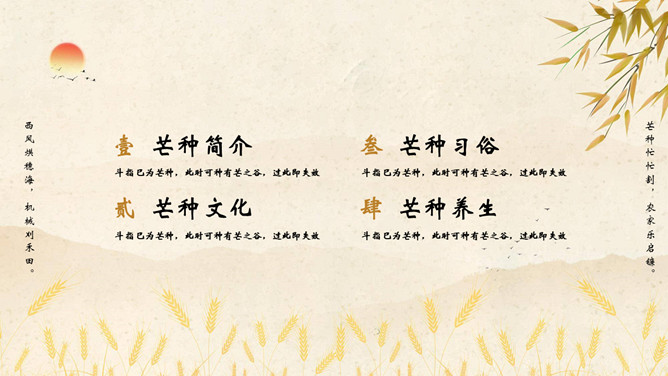麦穗芒种节气主题PPT模板