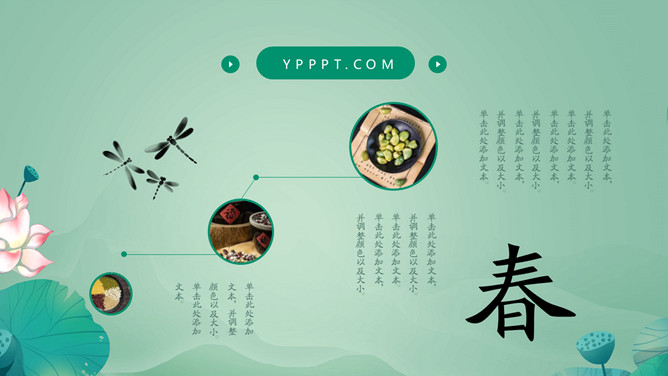 荷花青蛙惊蛰节气PPT模板