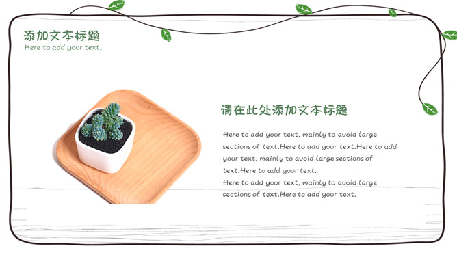 简约可爱风藤蔓多肉植物PPT模板