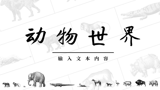 动物世界――动物介绍主题课件PPT模板