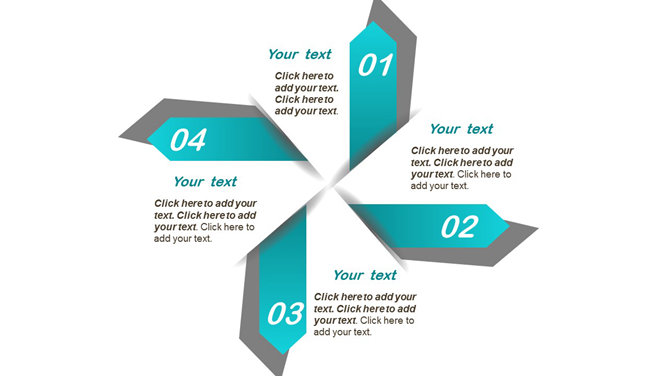 风车式四项并列PPT图表模板