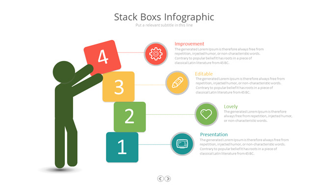 小人堆叠箱子PPT图示素材