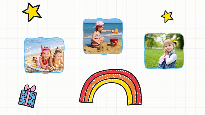 儿童手绘风快乐童年相册PPT模板