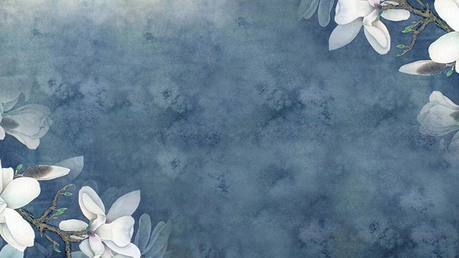 清新绿叶小花边框PPT模板