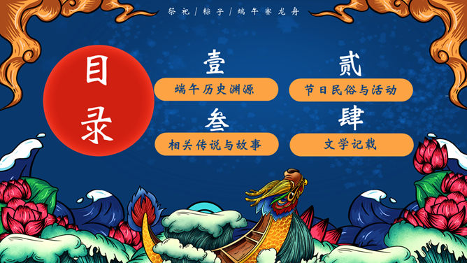 精美国潮风端午节PPT模板