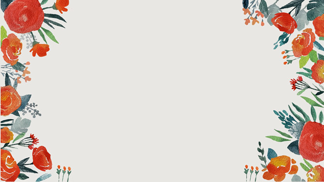 清新绿叶小花边框PPT背景模板