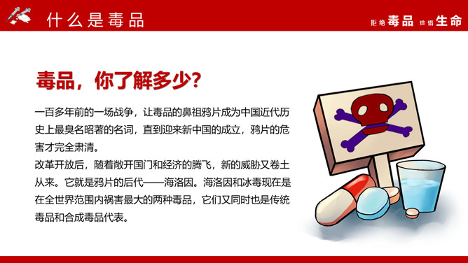 拒绝毒品珍惜生命班会PPT模板