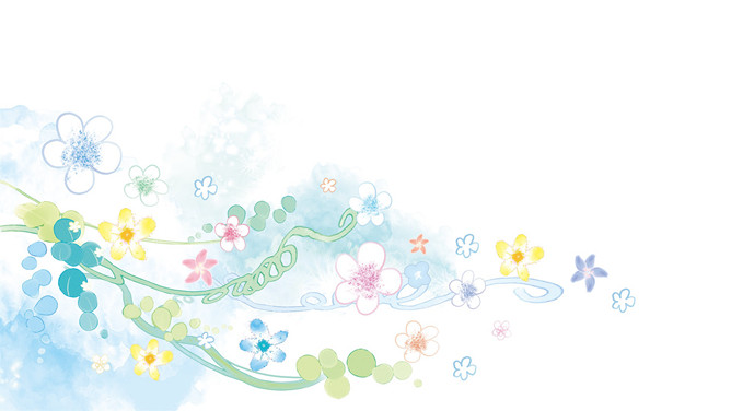 淡雅清新水彩花朵PPT背景图片