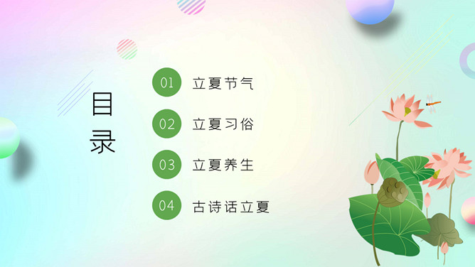 荷花蜻蜓立夏节气PPT模板