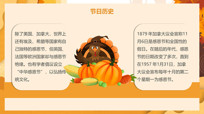 美国感恩节介绍PPT模板