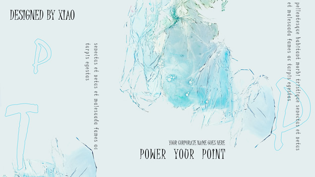 冰蓝抽象艺术PPT模板