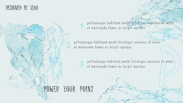 冰蓝抽象艺术PPT模板