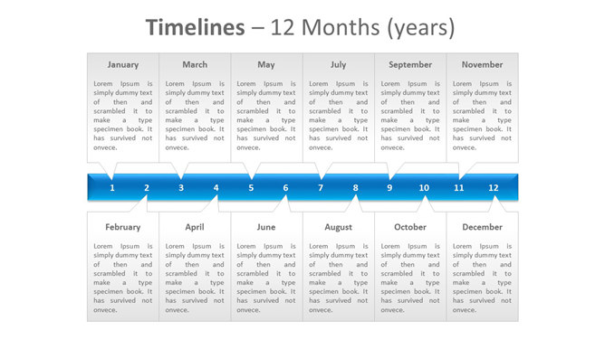 全年12个月时间轴PPT模板