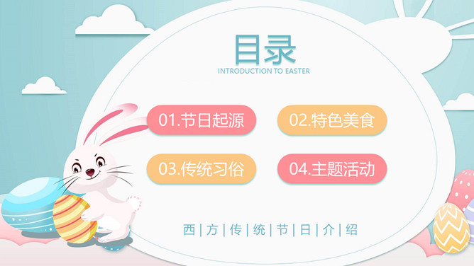 兔子彩蛋复活节介绍PPT模板