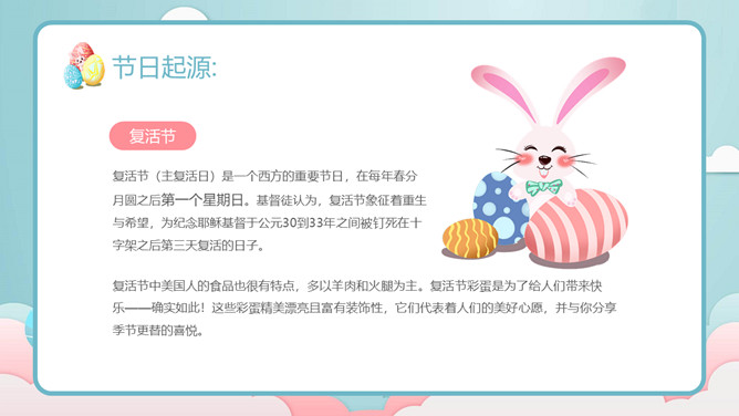 兔子彩蛋复活节介绍PPT模板