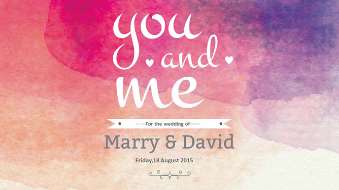 艺术水彩婚礼主题PPT模板