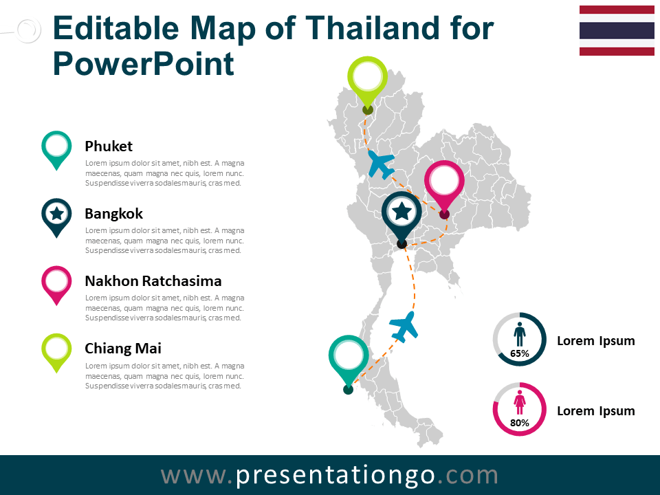 泰国PowerPoint的地图