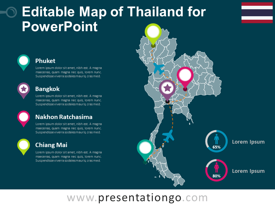 泰国PowerPoint的地图