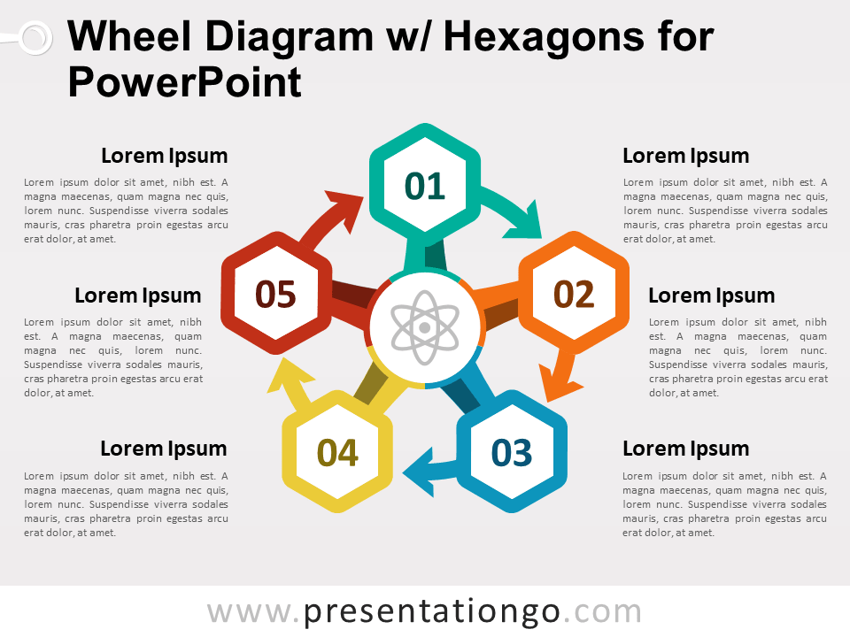 轮图PowerPoint的六边形