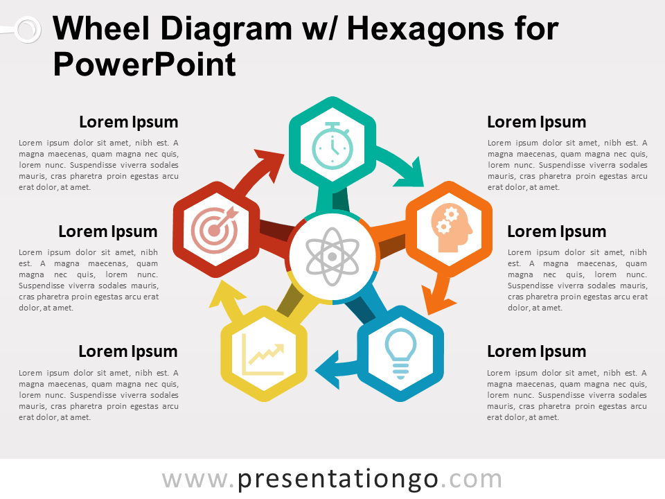 轮图PowerPoint的六边形