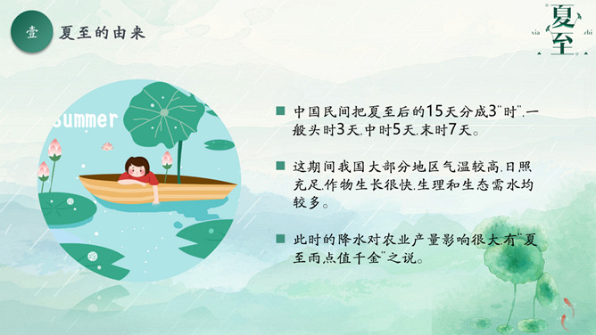 荷塘钓鱼夏至节气PPT模板