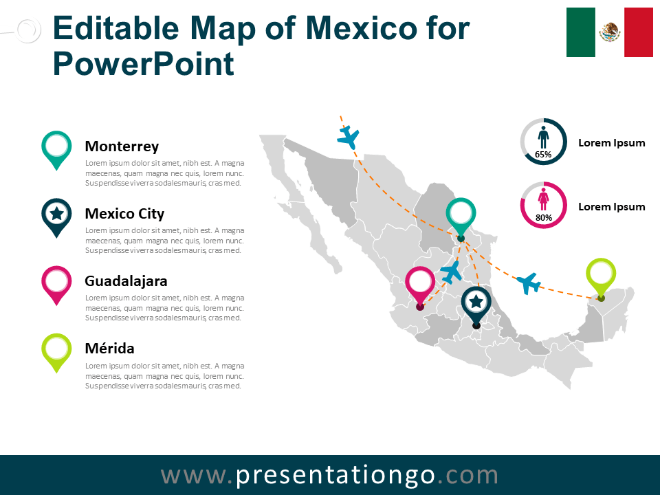 墨西哥PowerPoint的地图