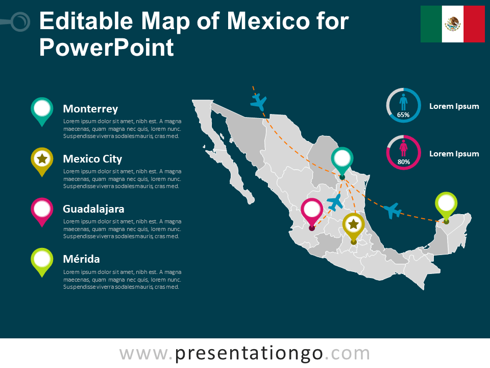 墨西哥PowerPoint的地图