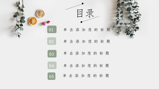 淡雅文艺清新自然风PPT模板