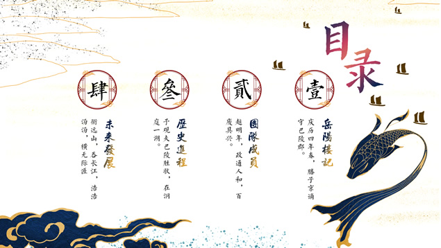 岳阳楼后记精美中国风PPT模板